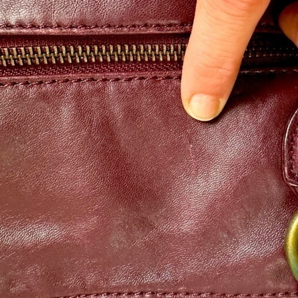 BURGUNDY RACHEL ZOE LUXE LEATHER SATCHEL FRINGE ZIPPER TASSELS - Picture 15 of 16